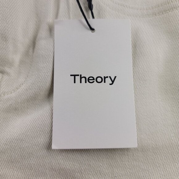 Theory Womens Size 24 Treeca D Crop Slim Cut Ecru Colored Drill Pants New - Picture 7 of 16